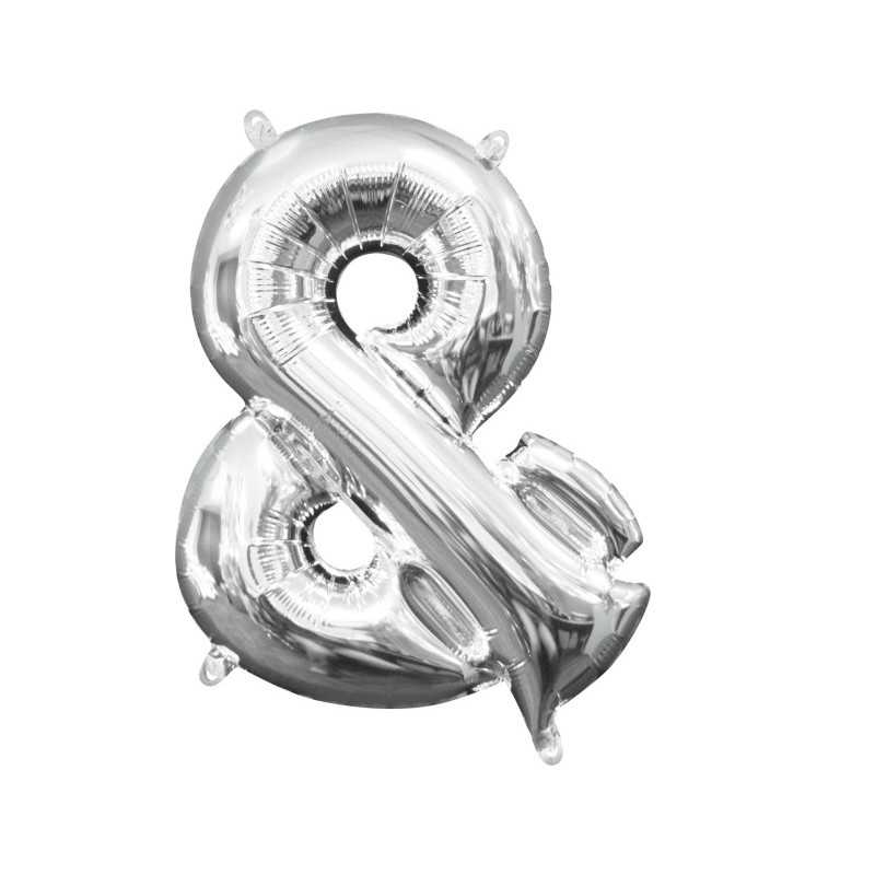 BALLON METALLIQUE MINISHAPE A L'AIR SYMBOLE & ARGENT 36 CM