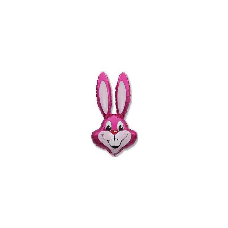 BALLON METALLIQUE TETE DE LAPIN ROSE 81 CM