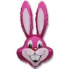BALLON METALLIQUE TETE DE LAPIN ROSE 81 CM