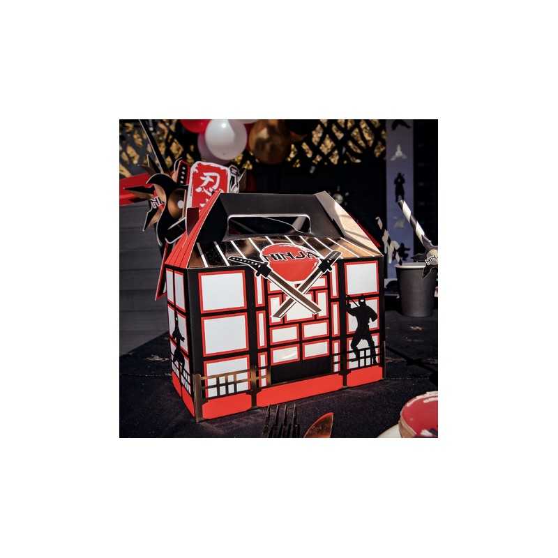 4 BOITES A CADEAUX NINJA NOIR ROUGE ET OR