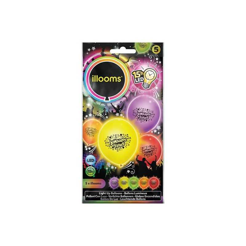 5 BALLONS LED JOYEUSES FETES 23 CM