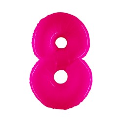 BALLON METALLIQUE CHIFFRE 8 ROSE FLUO 100 CM