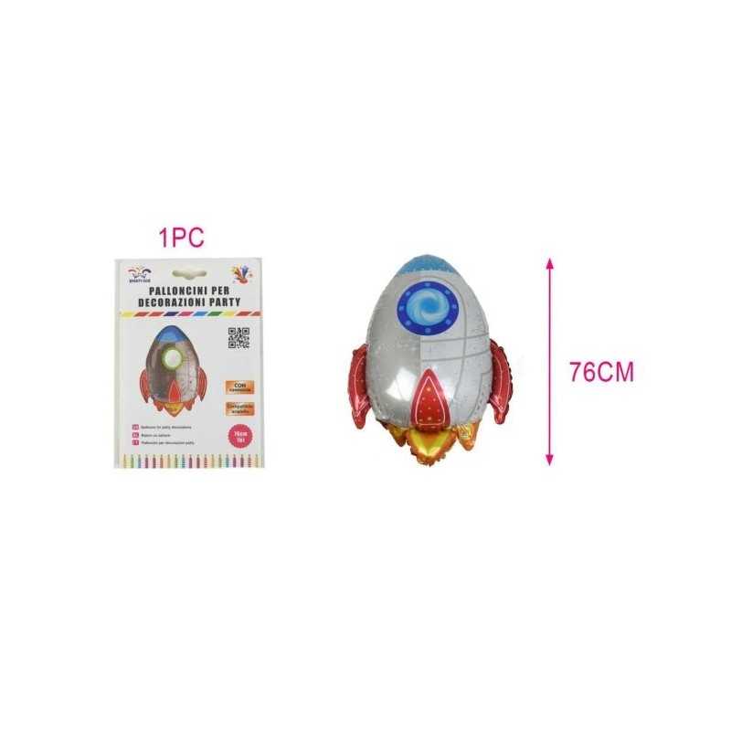 BALLON METALLIQUE FUSEE DE L'ESPACE 76 CM