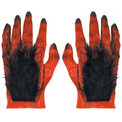 PAIRE DE MAXI MAINS DE DEMON POILS ROUGE