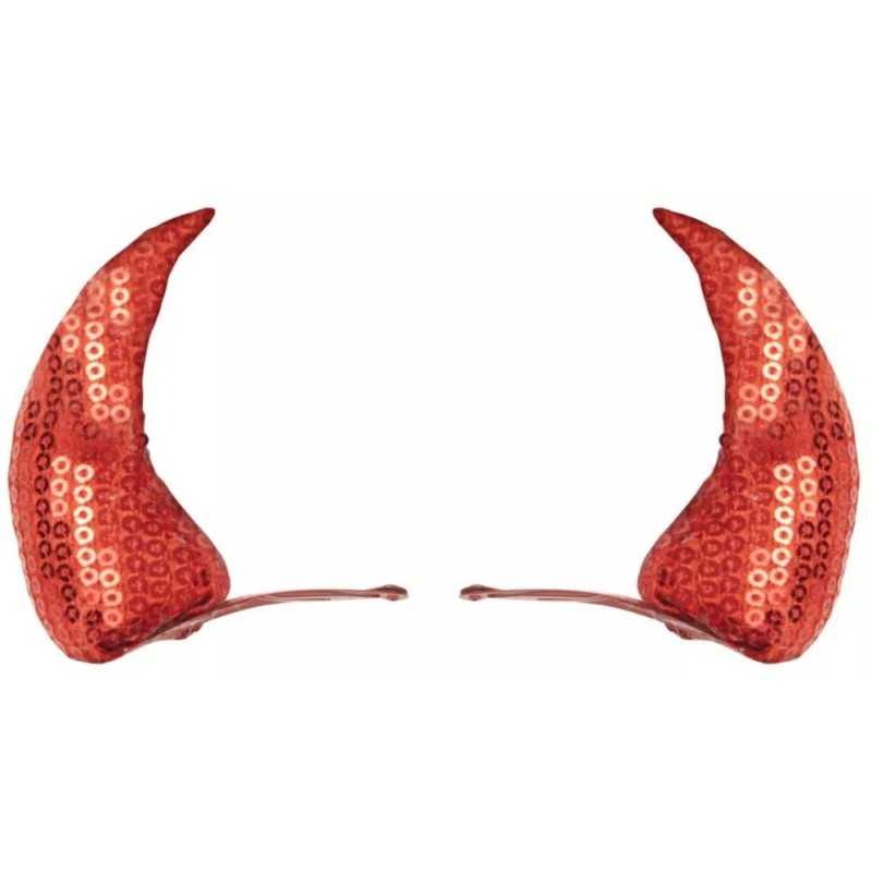 2 BARRETTES CORNES ROUGE SEQUINS