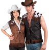 GILET WESTERN MARRON TACHES DE VACHE TAILLE M 
