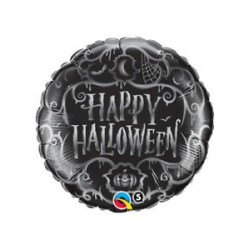 BALLONS METALLIQUE 46 CM NOIR HAPPY HALLOWEEN