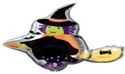 BALLON METALLIQUE SORCIERE SUR BALAI 89X81CM