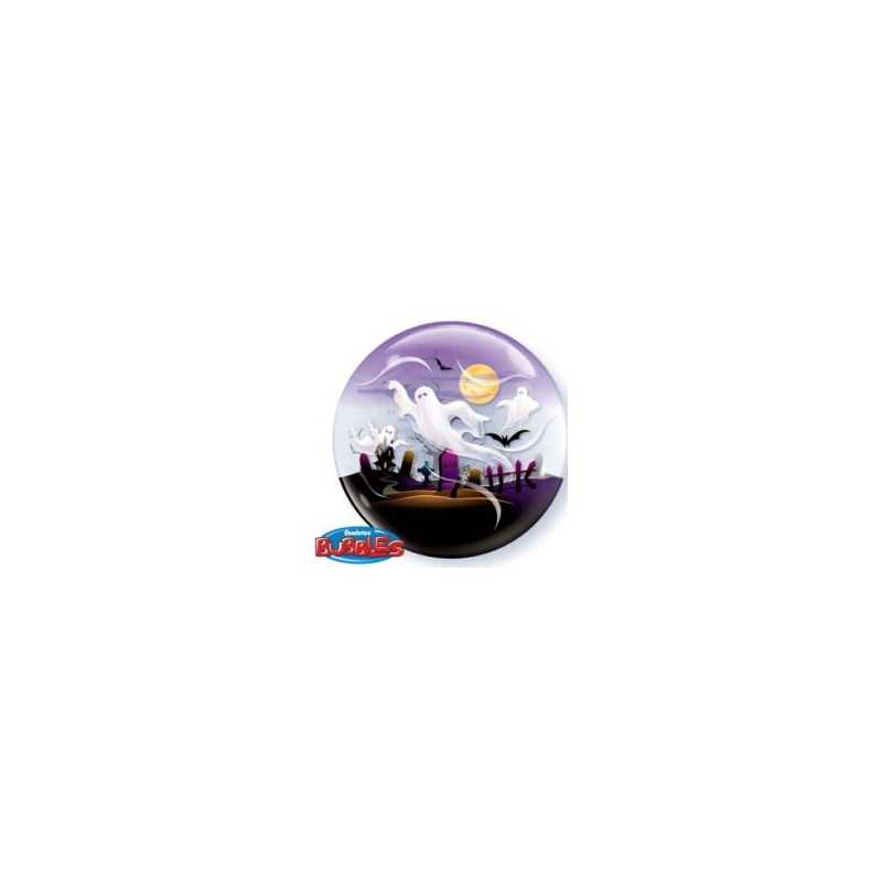 BALLON BUBBLES HALLOWEEN AVEC FANTOMES DIAMETRE 56 CM