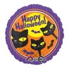 BALLON METALLIQUE ROND HAPPY HALLOWEEN CHATS 43 CM