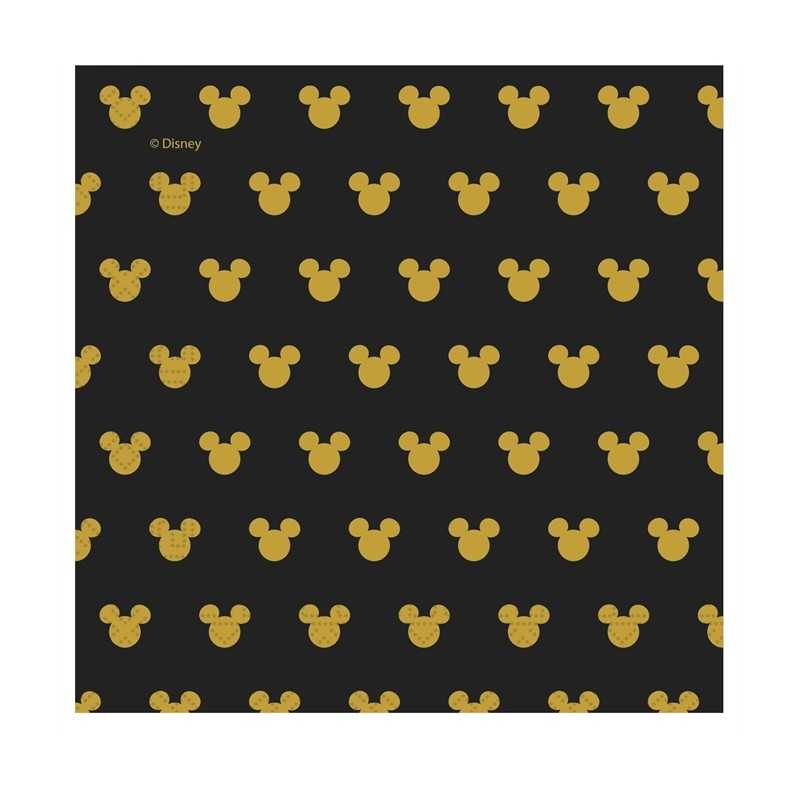 20 SERVIETTES MICKEY NOIR ET OR 33 X 33 CM