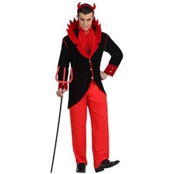 DEGUISEMENT DEMON VESTE-PANTALON ROUGE ET NOIR TAILLE XS-S