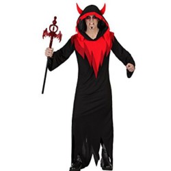 DEGUISEMENT DEMON TUNIQUE A CAPUCHE NOIR ET ROUGE TAILLE XL