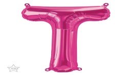 BALLON METALLIQUE LETTRE T FUSCHIA 40 CM