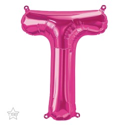 BALLON METALLIQUE LETTRE T FUSCHIA 40 CM