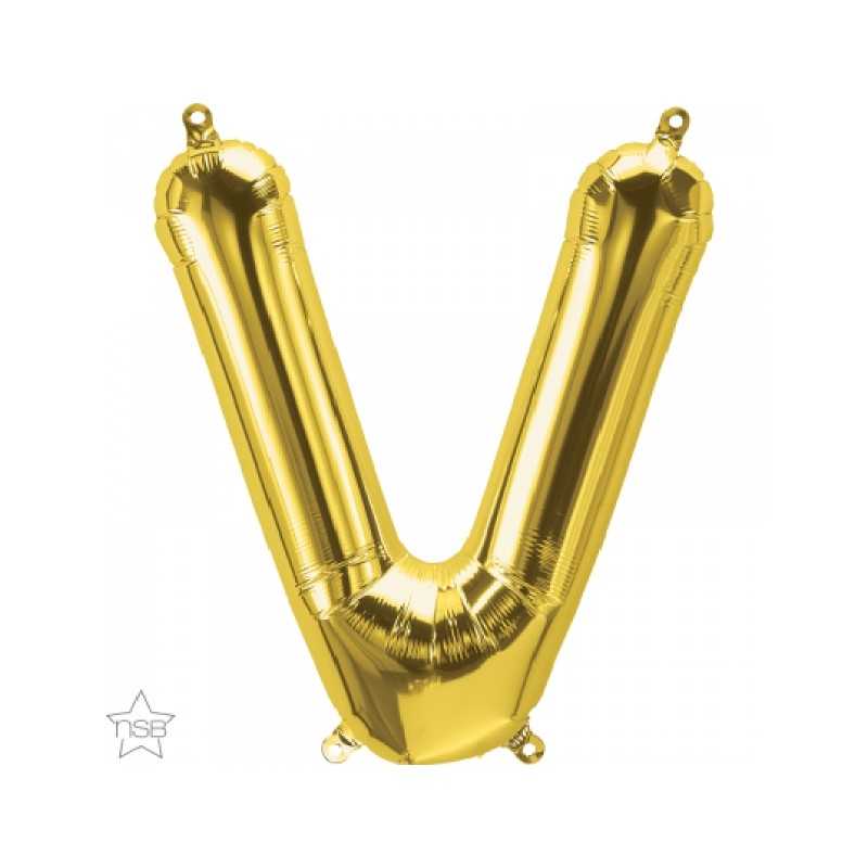 BALLON METALLIQUE LETTRE V OR 41 CM