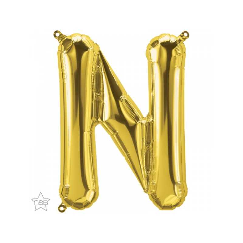 BALLON METALLIQUE LETTRE N OR 41 CM