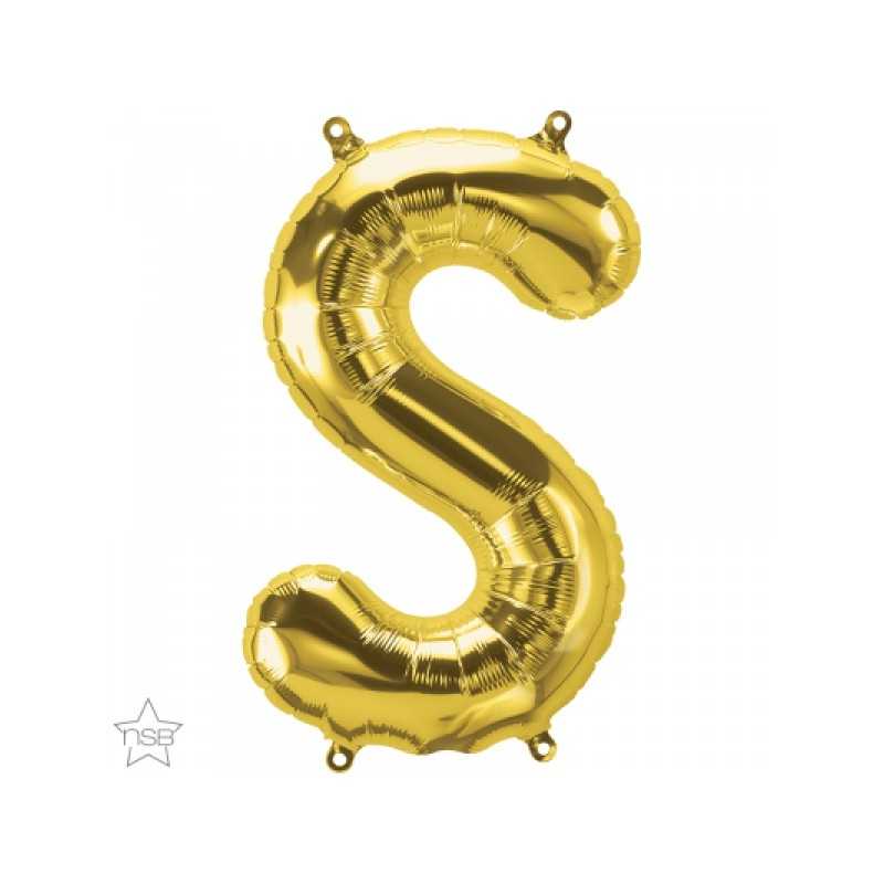 BALLON METALLIQUE LETTRE S OR 41 CM