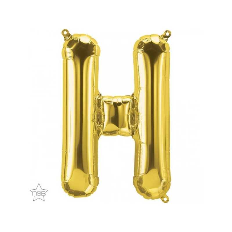 BALLON METALLIQUE LETTRE H OR 41 CM