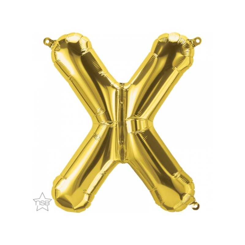 BALLON METALLIQUE LETTRE X OR 41 CM