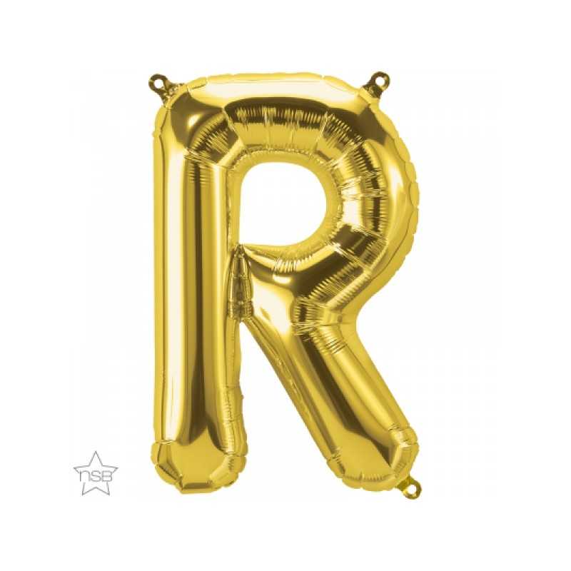 BALLON METALLIQUE LETTRE R OR 41 CM