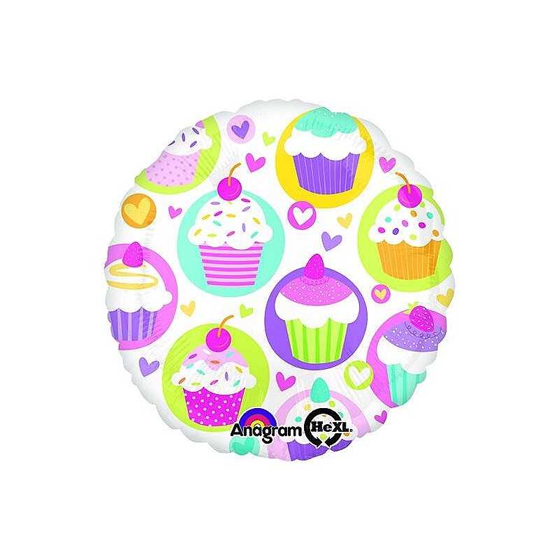 BALLON METALLIQUE MINI CUPCAKE ROND 43 CM