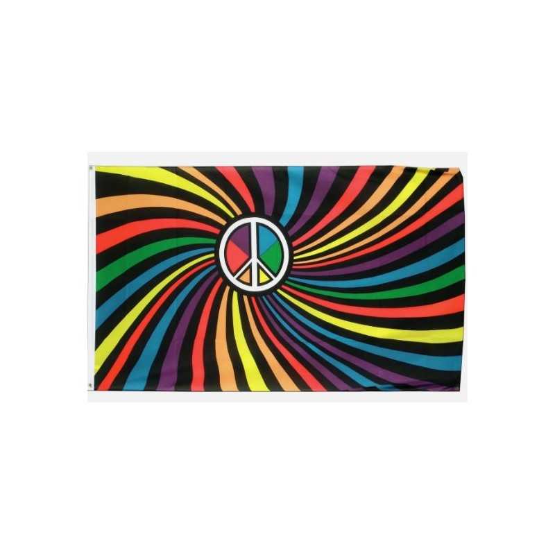DRAPEAU DE LA PAIX RAINBOW SWIRL PEACE EN TISSU 90 X 150 CM