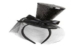 PETIT CHAPEAU HAUT DE FORME SUR SERRE TETE NOIR A PAILLETTES