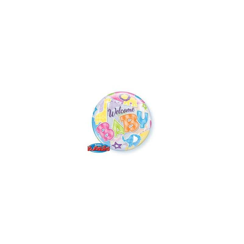 BALLON BUBBLES WELCOME BABY MULTICOLORE 56 CM