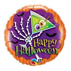 BALLON METALLIQUE HAPPY HALLOWEEN MAIN SQUELETTE 18"