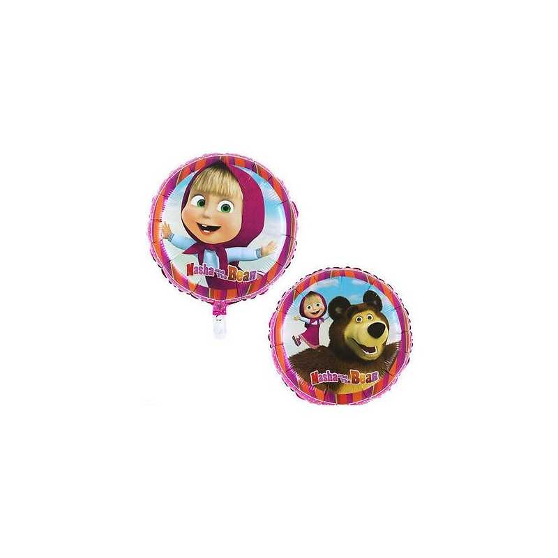 BALLON METALLIQUE ROND MASHA ET L'OURS 45 CM