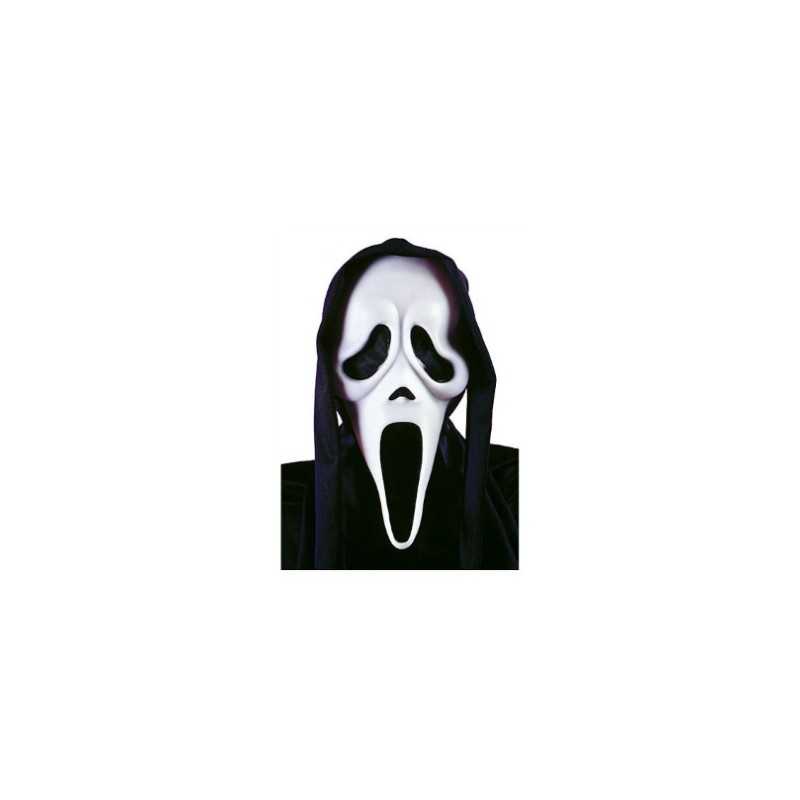 MASQUE HALLOWEEN LICENCE SCREAM GHOST FACE BLANC AVEC CAPUCHE