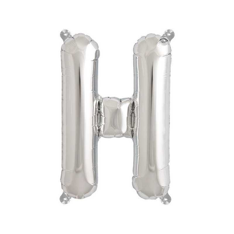 BALLON METALLIQUE LETTRE H ARGENT 86 CM