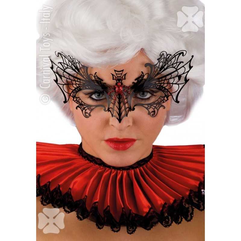 MASQUE METAL ARAIGNEE NOIRE STRASS ROUGE OU BLANC