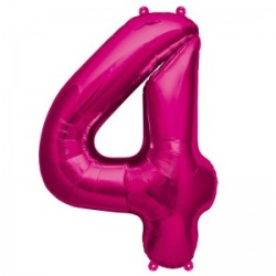 BALLON METALLIQUE CHIFFRE 4 FUSCHIA 41 CM