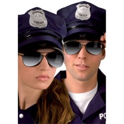 LUNETTES NOIRES POLICIER AVIATEUR VERRES MIRROIRS