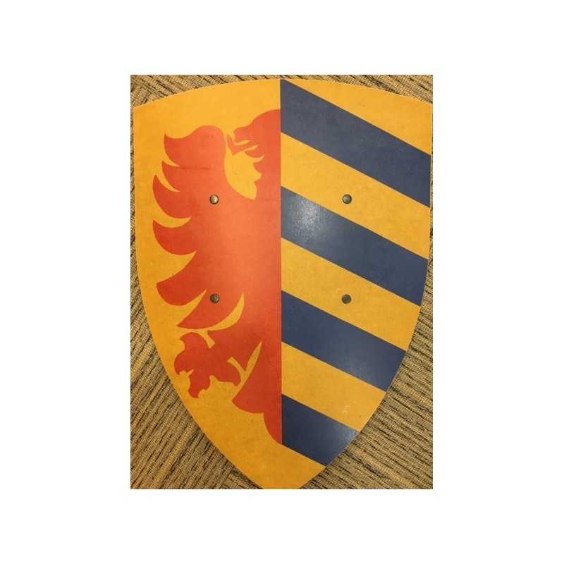 GRAND BOUCLIER LANCELOT BLEU JAUNE EN BOIS