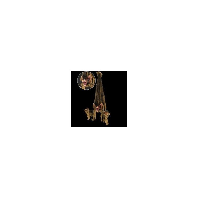 DECORATION HALLOWEEN CHAUVE SOURIS YEUX LUMINEUX DRAP GRIS