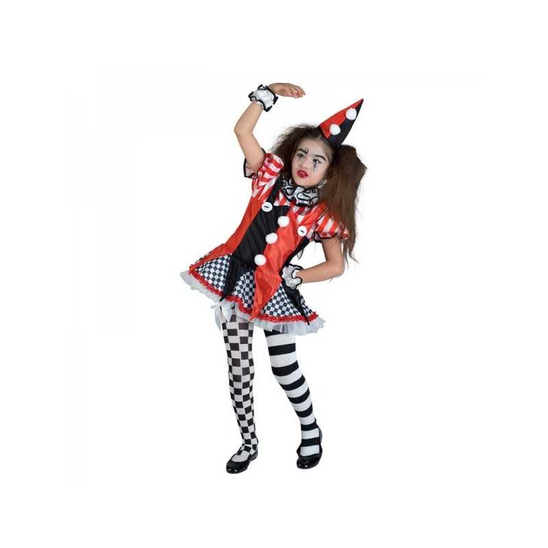 DEGUISEMENT HARLEQUIN FILLE TAILLE 140 NOIR BLANC ROUGE