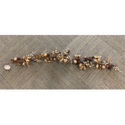 GUIRLANDE DE NOEL GRELOTS BOULES FEUILLES DE HOUX OR CHAMPAGNE 1.2 METRES