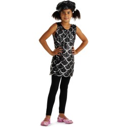 ROBE DISCO SEQUIN NOIR ET ARGENT TAILLE 6-9 ANS