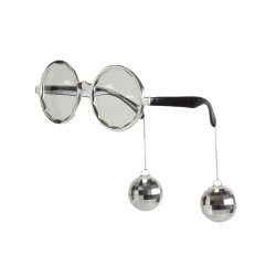 LUNETTE RONDE DISCO AVEC BOULE A FACETTE ARGENT