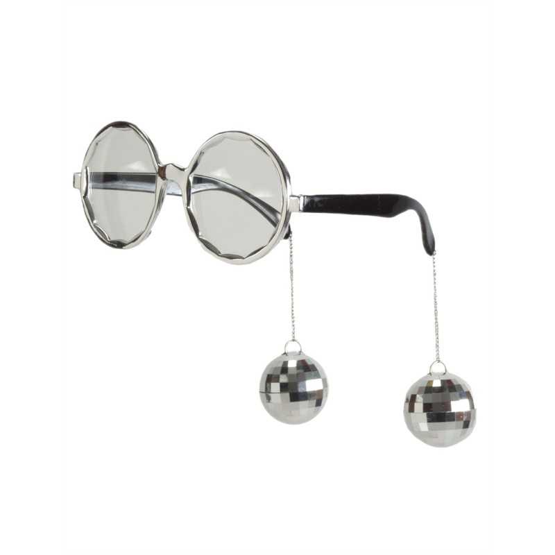 LUNETTE RONDE DISCO AVEC BOULE A FACETTE ARGENT