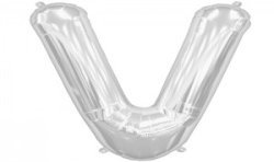 BALLON METALLIQUE LETTRE V ARGENT 86 CM