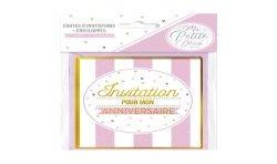 6 CARTES D'INVITATIONS + ENVELOPPES ANNIVERSAIRE FILLE