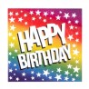 20 SERVIETTES HAPPY BIRTHDAY MULTICOLORES 33 X 33 CM