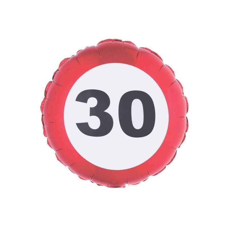 BALLON METALLIQUE ROND 46 CM TRAFFIC SIGN 30