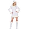 DEGUISEMENT ROBE A CAPUCHE BLANCHE BORDURE FOURRURE ESQUIMAU TAILLE S