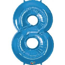 BALLON METALLIQUE CHIFFRE 8 BLEU 86 CM