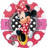 BALLON METALLIQUE MINNIE ROUGE ET ROSE SUR FOND A POIS BLANC 43 CM